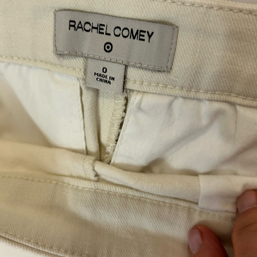 Rachel Comey Off-White Cropped Wide Cuff Pants Side Zip Pockets Front Seam Sz 0 - Picture 4 of 12